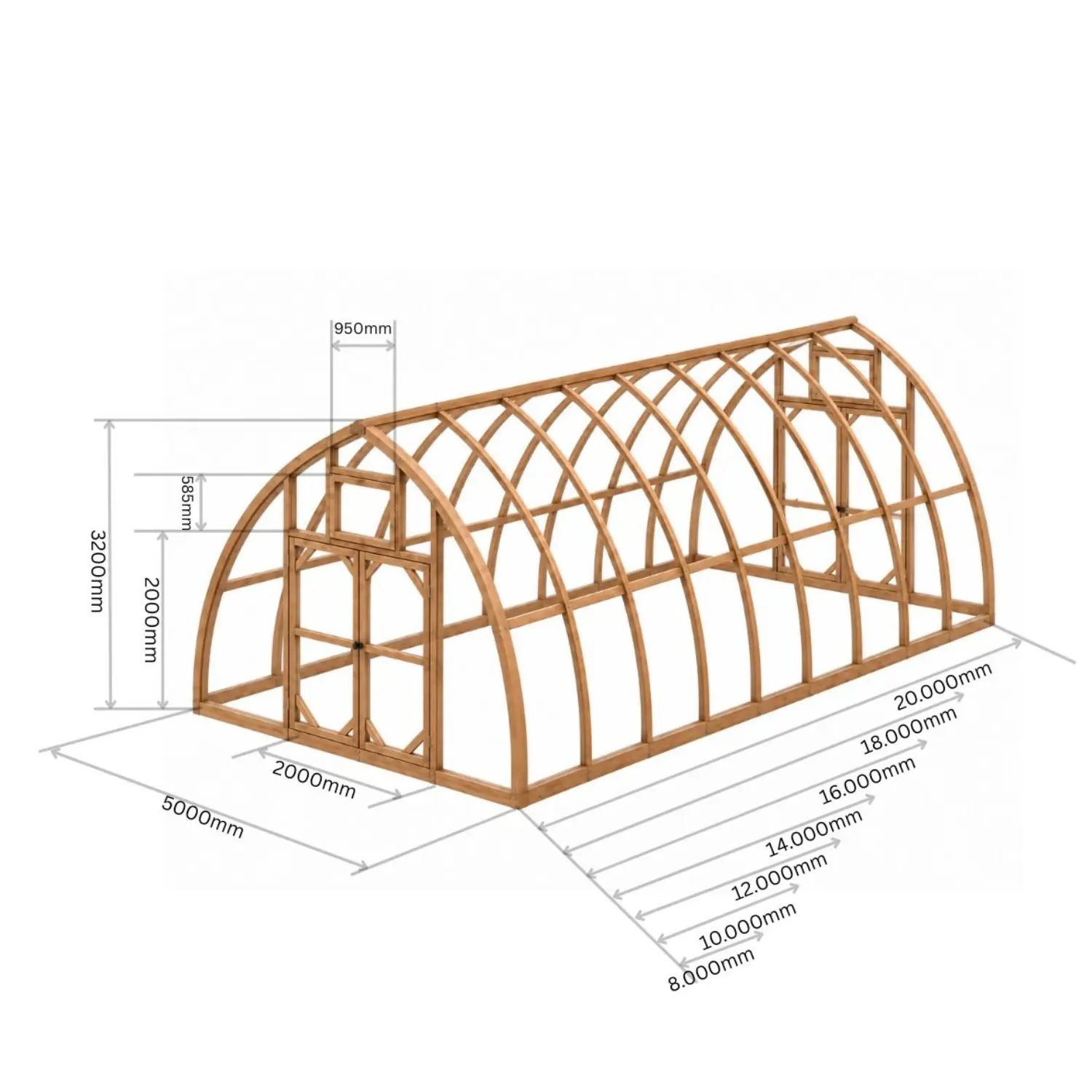 Gewächshaus Holz 500 (40-100m²) – Bild 5