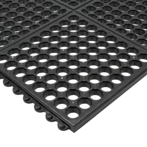 Gummimatte mit Löchern für Nassbereiche - Schwarz, 12 mm (914x914 mm)
